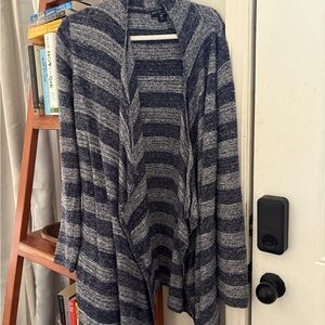 Barefoot Dreams Striped Gray and Black Women's Cardigan